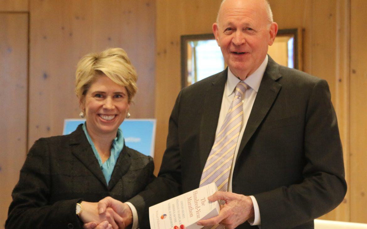 Michael Pillsbury Presents Export Import Bank Chair Reed With A Copy Of His Book