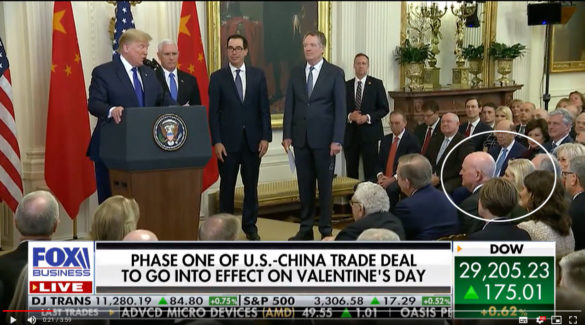 President Trump Thanks Michael Pillsbury at the Historic U.S.-China Trade Deal Signing Event
