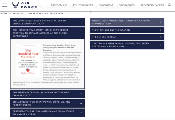 The Hundred-Year Marathon Named to the 2026 Secretary of the Air Force Reading List